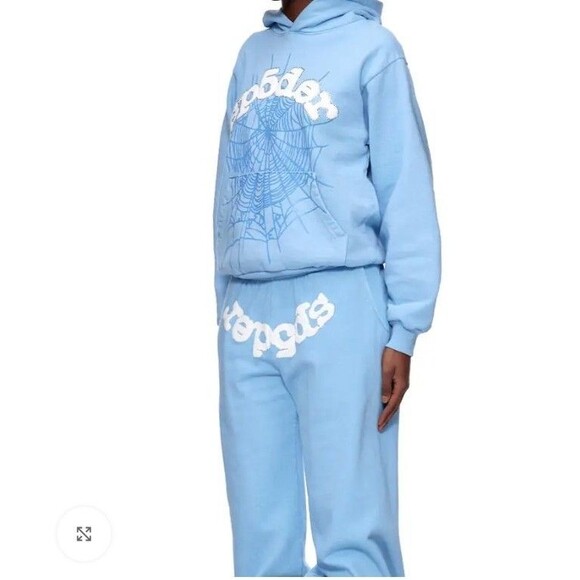 SP5DER Sweatpants Men's Size Large Sky Blue Lt Blue Worldwide OG Joggers EUC - Picture 1 of 8